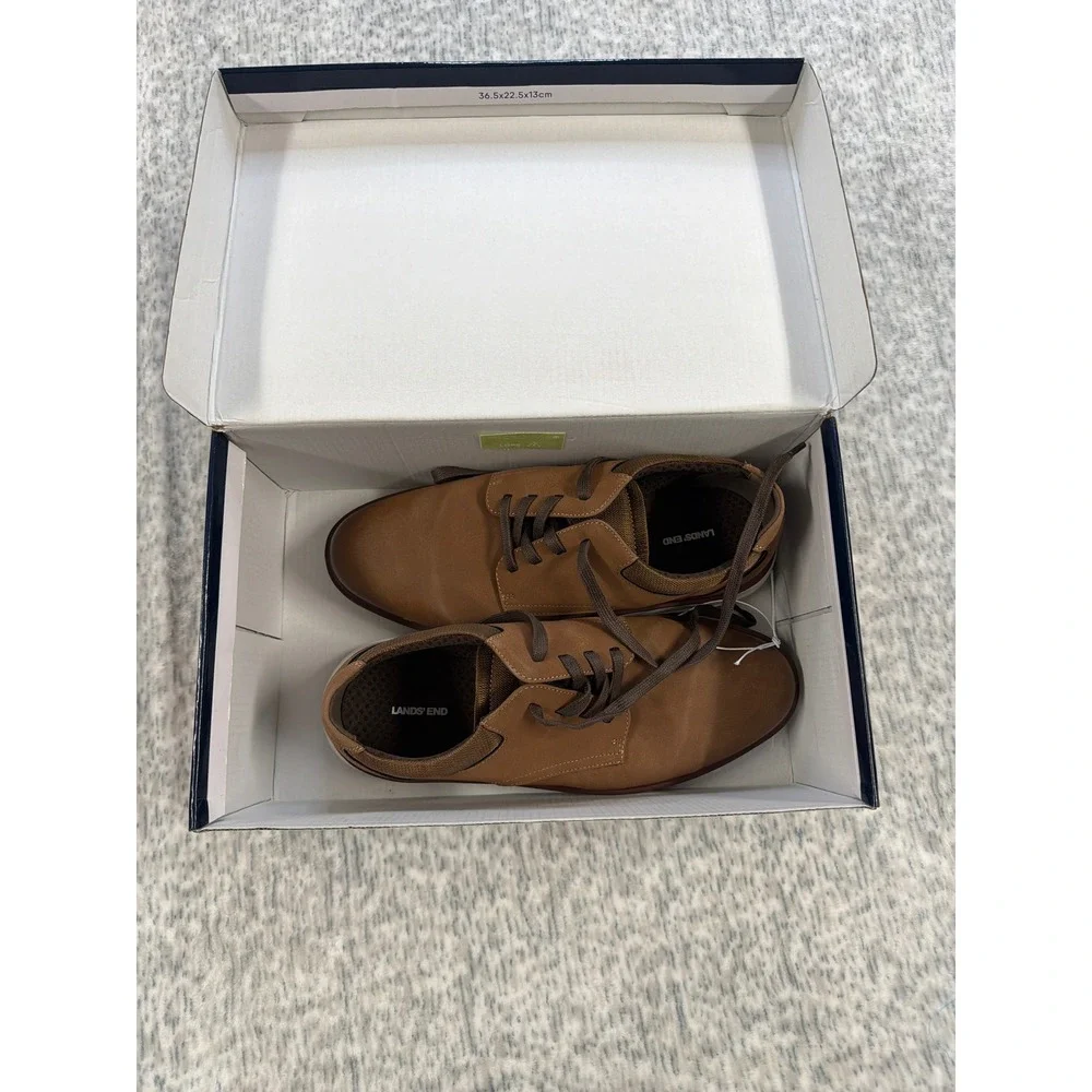 Lands End Mens Sport Oxford Shoes Dark Tan White 1908426 Size‎ 10.5